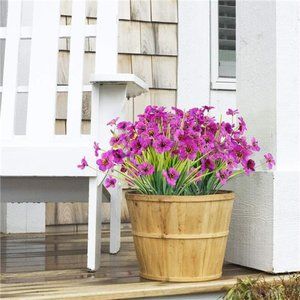 12 Bundles Artificial Flowers Outdoor UV Resistant Fake Flowers (Purple)